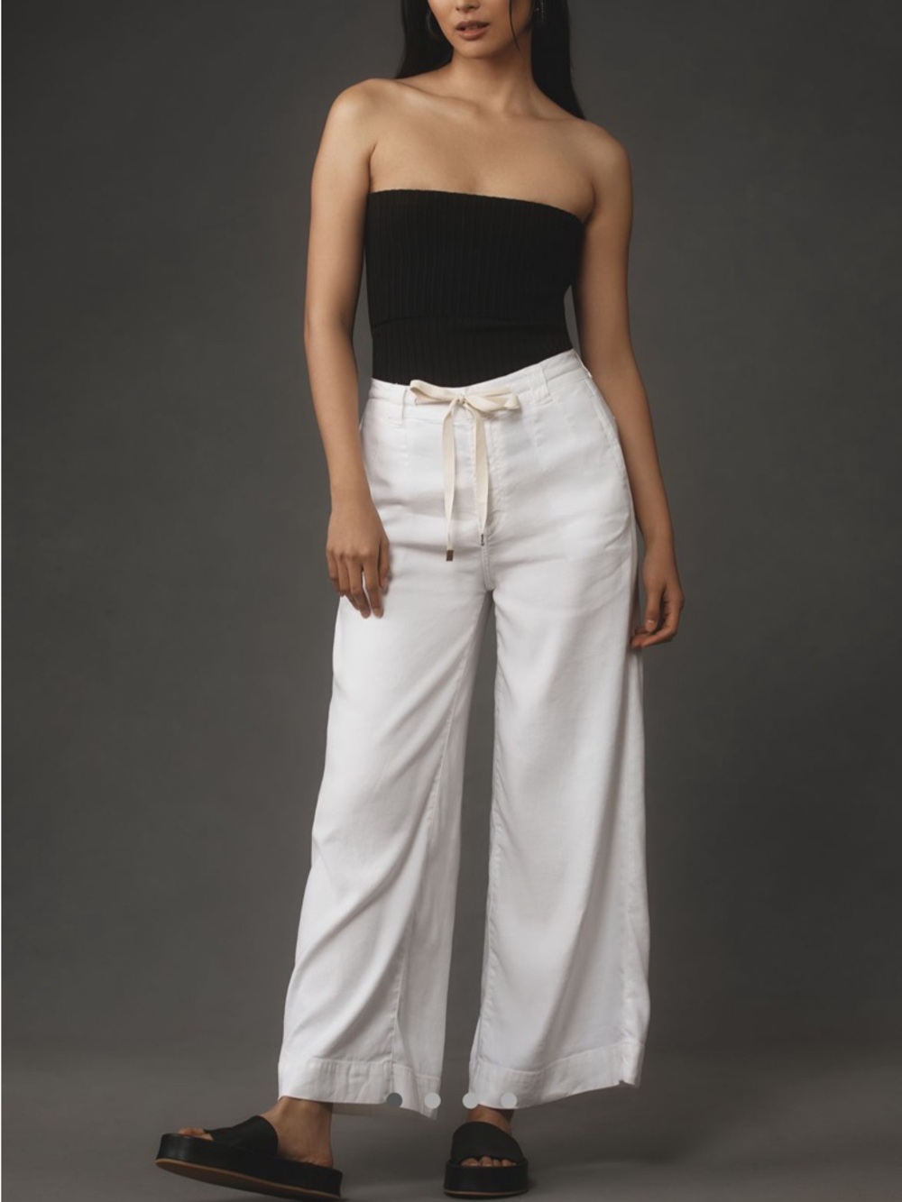 Joe's Jeans Natural Linen High-Rise Drawstring Wide-Leg Crop Pants